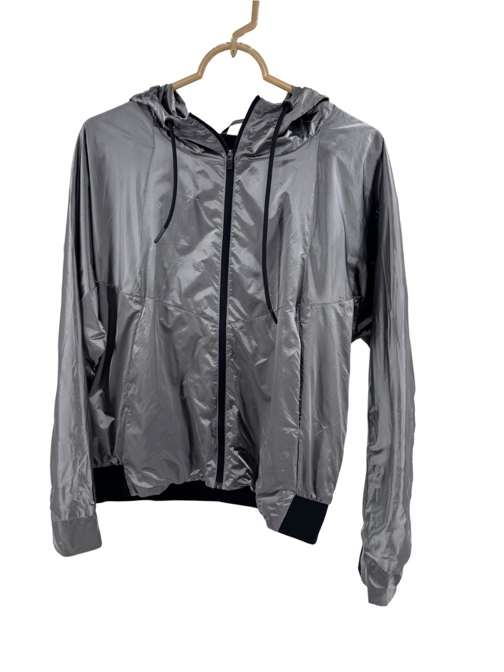 Zyia Active Full Zip Lightweight Silver Galaxy hoodie Jacket size L metallic